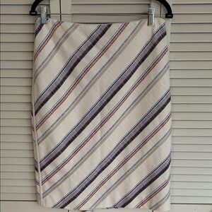 White House Black Market Striped Women's Skirt in Cream and Blue Size 8